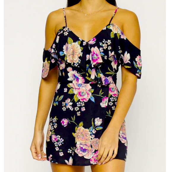 Love Tree Pants - 1 LEFT!! Floral Print Off the Shoulder Romper